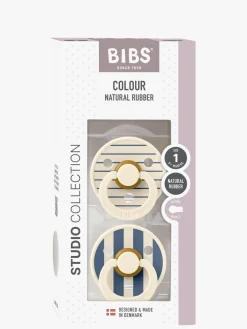 Sutter & Suttesnore|BIBS Studio Colour Sut 2-Pak Latex Str. 1 Rund, Pin/Ivory Steel Blue Mix Hvid/Blå