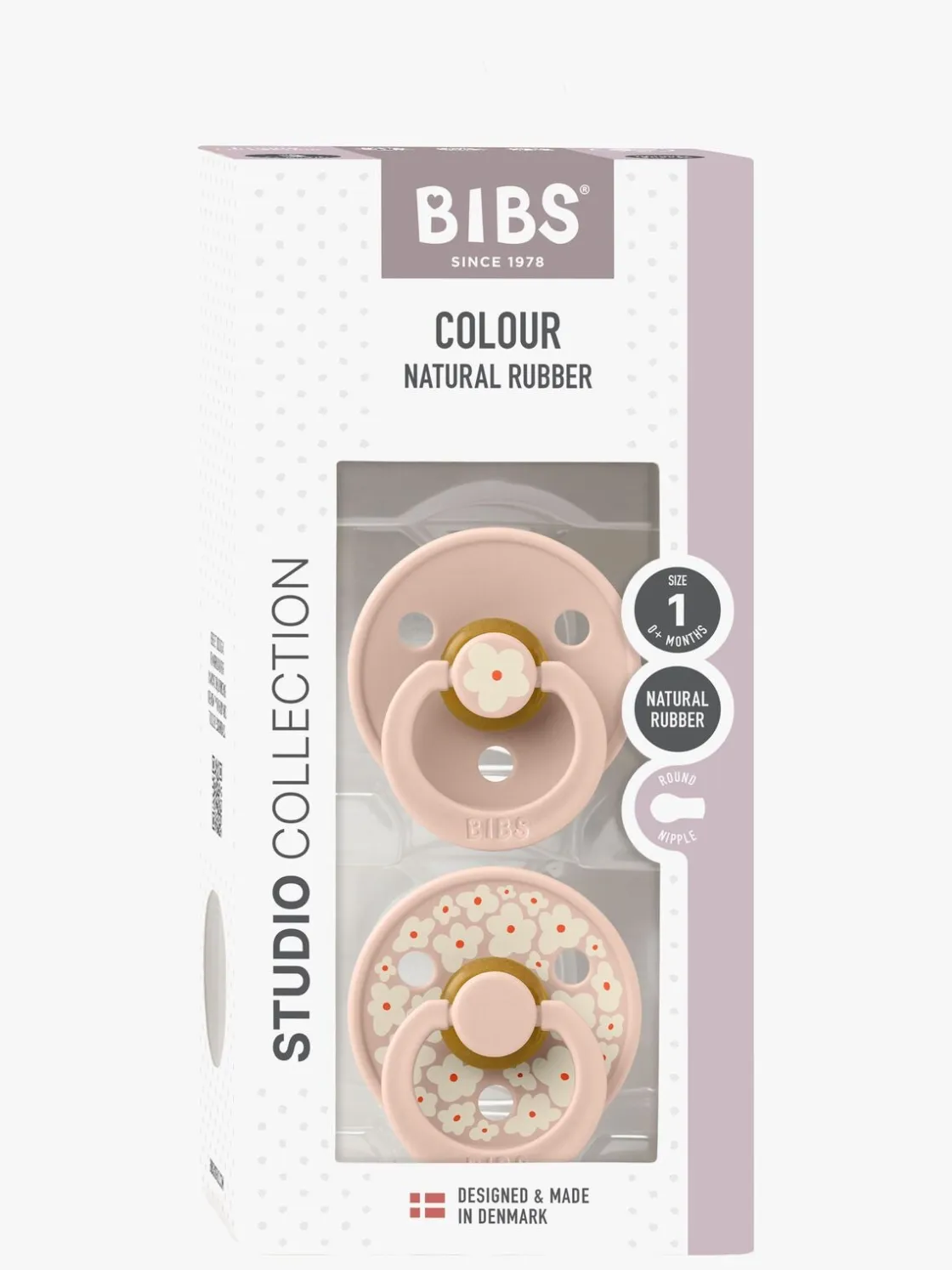 Sutter & Suttesnore|BIBS Studio Colour Sut 2-Pak Latex Str. 1 Rund, Jasmine/Blush Mix Lyserød