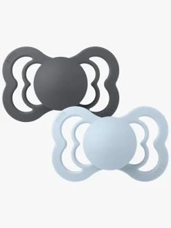 BIBS Sutter & Suttesnore-Supreme Sut 2-pak Silikone Str. 2, Iron/Baby Blue