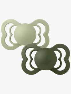 BIBS Sutter & Suttesnore-Supreme Sut 2-pak Silikone Str. 2, Sage/Hunter Green