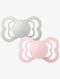 Sutter & Suttesnore|BIBS Supreme Sut 2-pak Silikone Str. 1, Haze/Blossom Lyserød/Hvid