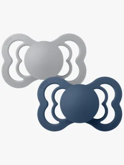 Sutter & Suttesnore|BIBS Supreme Sut 2-pak Silikone Str. 2, Cloud/Steel Blue Grå/Blå