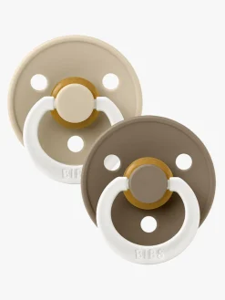 Sutter & Suttesnore|BIBS Sut Colour 2-pak Latex Str. 2, Vanilla Glow/Dark Oak Glow Brun/Hvid