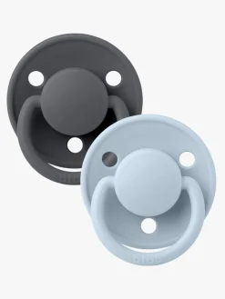 BIBS Sutter & Suttesnore-Sut De Lux 2-pak Silicone, Iron/Baby Blue