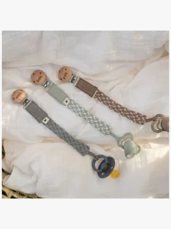 Sutter & Suttesnore|BIBS Suttesnor Pacifier Braid, Cloud/Iron Grå