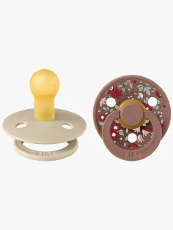 BIBS Sutter & Suttesnore-x Liberty Colour Sut 2-Pak Latex Str. 1 Rund, Chamomile Lawn/Woodchuck Mix