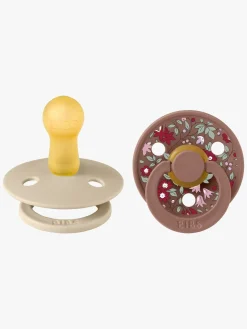 Sutter & Suttesnore|BIBS x Liberty Colour Sut 2-Pak Latex Str. 2 Rund, Chamomile Lawn/Woodchuck Mix Hvid/Brun