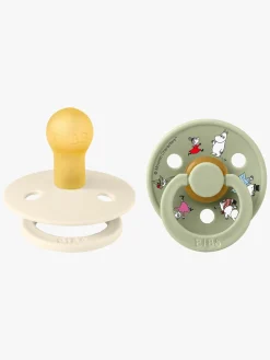 Sutter & Suttesnore|BIBS x Moomin Colour Friends Sut 2-pak Latex Str. 1, Ivory Hvid/Grøn