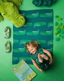 Interiør|BizziGrowin Bizzi Growin Strikket Tæppe Aio Baby, Rocka Croc Grøn