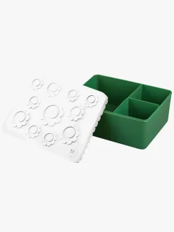 Blafre Spisetid-Madkasse Tre Rum Blomst, Hvid/Mørkegrøn