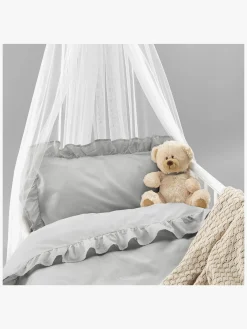 Børn Borgans Sengetøj-Borganäs Sengesæt Tremmeseng Flæser 130x100, Gråt