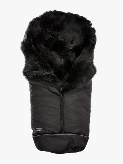 Bozz Køreposer-Lammeskindskørepose Langhåret, Black Melange/Grey