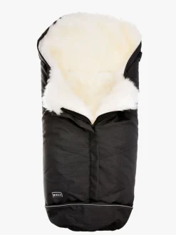 Køreposer|Bozz Lammeskindskørepose Langhåret, Black Melange/White Sort/Hvid