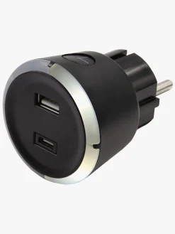 Sikkerhed|CAPiDi USB Oplader / Timer A+C, Black Sort/Hvid