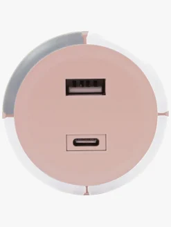 Sikkerhed|CAPiDi USB Oplader / Timer A+C, Pink Lyserød/Hvid