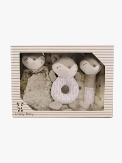 Interiør|CarloBaby Fleecetæppe & Bamse Giftset Ræv, Grå