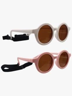 Børn CarloBaby Tilbehør- Fleksible Solbriller Luma 2-pak 0-3 År, Hvid/Lyserød