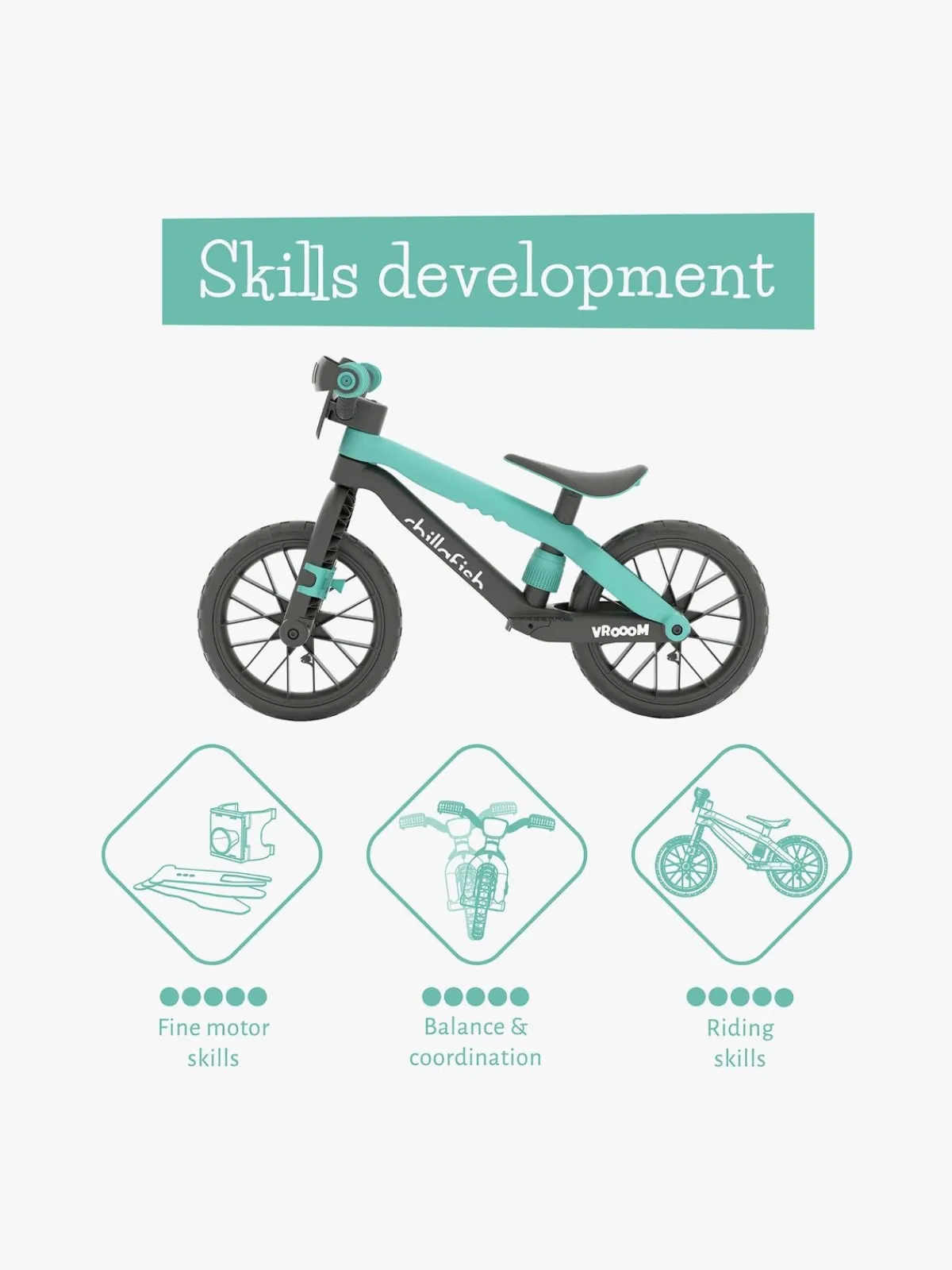 Cykler|Chillafish BMXie Vroom Løbecykel, Mintgrøn Grøn