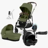 Duo- & Kombivogne|Cybex e-Gazelle S Duovogn inkl. Axkid GOKID Autostol Baby & Base, Moss Green/Taupe