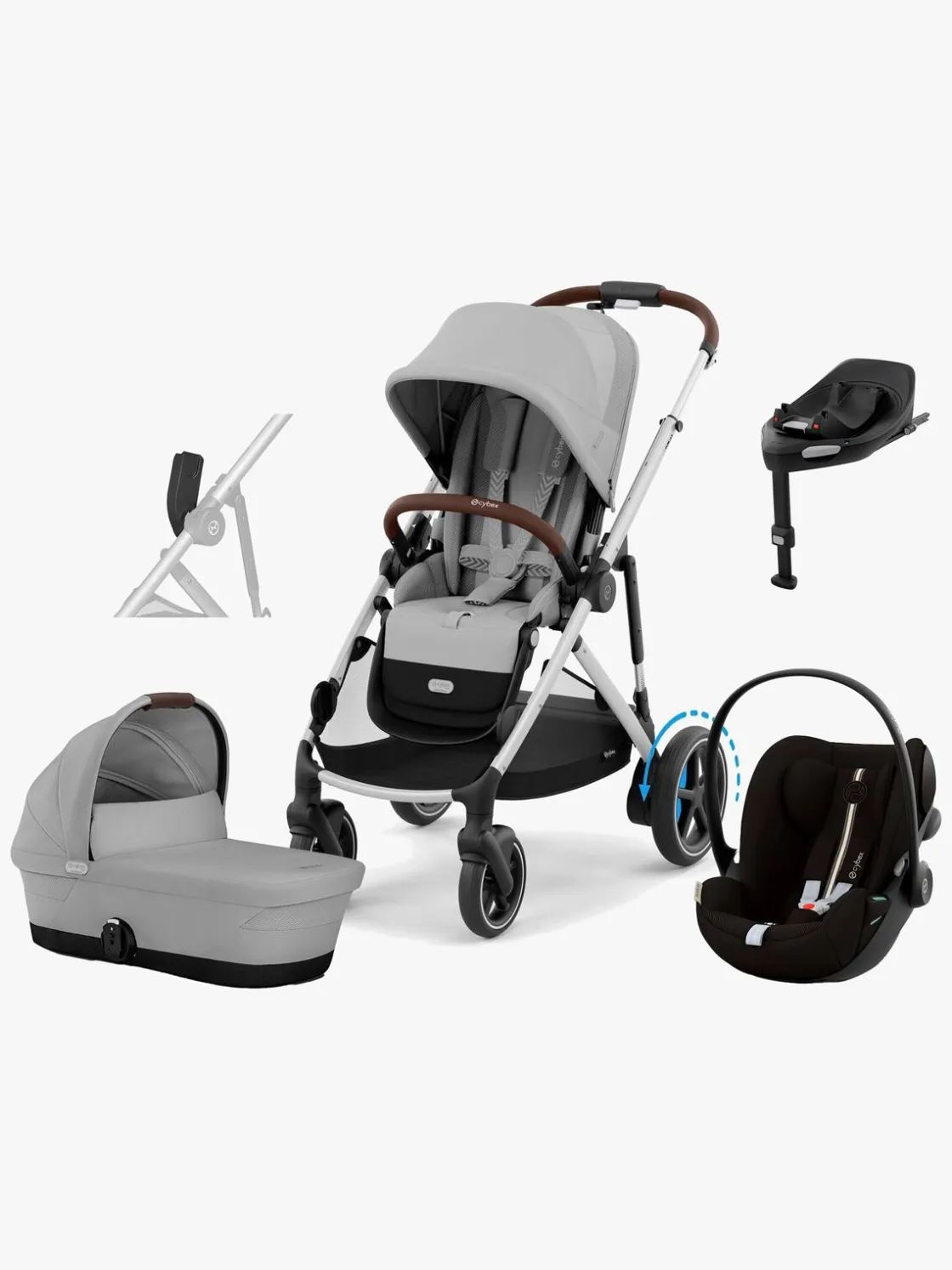 Duo- & Kombivogne|Cybex e-GAZELLE S Duovogn inkl. Cloud G i-Size Plus & Base, Stone Grey
