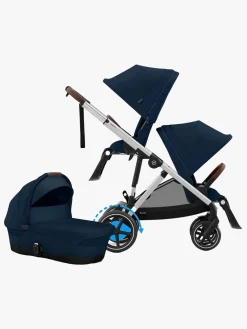 Søskendevogne|Cybex e-Gazelle S Søskendevogn inkl. Liggedel, Ocean Blue/Silver