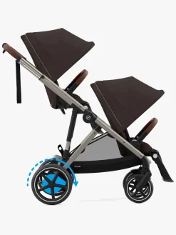 Søskendevogne|Cybex e-Gazelle S Søskendevogn, Chocolate Brown/Taupe
