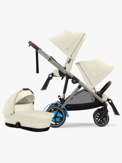 Søskendevogne|Cybex e-Gazelle S Søskendevogn inkl. Liggedel, Seashelle Beige/Taupe