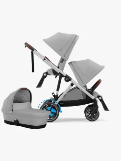 Søskendevogne|Cybex e-Gazelle S Søskendevogn inkl. Liggedel, Stone Grey/Silver