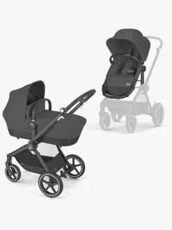 Vognpakker|Cybex EOS Lux Duovogn inkl. Beemoo Route i-Size Autostol Baby & ISOFIX Base, Moon Black/Mineral Grey