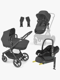 Cybex Vognpakker-EOS Lux Duovogn inkl. Maxi-Cosi CabrioFix i-Size Autostol Baby & Base, Black/Moon Black