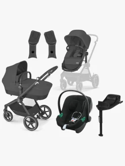 Cybex Vognpakker|Autostolspakker-EOS Lux Duovogn inkl. Aton B2 i-Size Autostol Baby & Base, Black/Moon Black