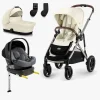 Vognpakker|Cybex GAZELLE S Duovogn inkl. Beemoo Route i-Size Autostol Baby & ISOFIX Base, Seashell Beige/Mineral Grey