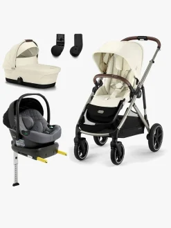Vognpakker|Cybex GAZELLE S Duovogn inkl. Beemoo Route i-Size Autostol Baby & ISOFIX Base, Seashell Beige/Mineral Grey