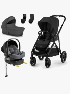 Cybex Vognpakker-GAZELLE S Duovogn inkl. Beemoo Route i-Size Autostol Baby & ISOFIX Base, Moon Black/Mineral Grey