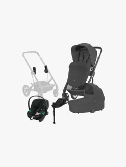 Cybex Vognpakker-TALOS S Lux Duovogn inkl. Aton B2 i-Size Autostol Baby & Base, Moon Black/Black