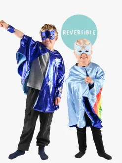 Kostumer & Udklædning|DenGodaFen Den Goda Fen Vendbar Kappe med Øjenmaske 98-128 cm, Blå/regnbue