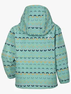 Børn Didriksons Overtøj-Dellen Softshelljakke, Waveprint Turquoise