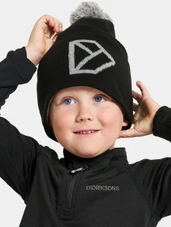 Børn Didriksons Tilbehør|Vintertøj-Dropi Hue, Sort