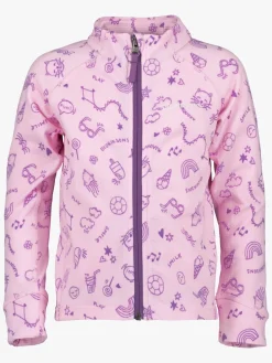 Overdele|Didriksons Jadis Trøje med Lynlås, Doodle Orchid Pink Lyserød/Lilla