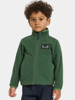 Børn Didriksons Fleecetøj-Muskot  Vindtæt Vindtæt Fleecetrøje, Pine Green