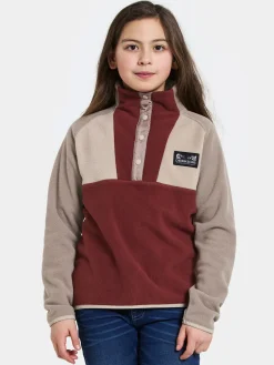 Fleecetøj|Didriksons Yokto Fleecetrøje, Anemon Red Rød/Beige