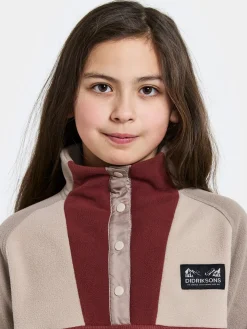 Fleecetøj|Didriksons Yokto Fleecetrøje, Anemon Red Rød/Beige