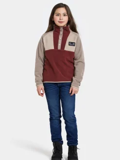 Fleecetøj|Didriksons Yokto Fleecetrøje, Anemon Red Rød/Beige