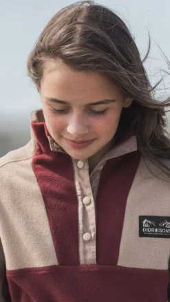 Fleecetøj|Didriksons Yokto Fleecetrøje, Anemon Red Rød/Beige