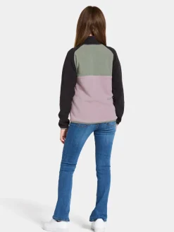 Fleecetøj|Didriksons Yokto Fleecetrøje, Dusty lilac Grøn/Lilla/Sort