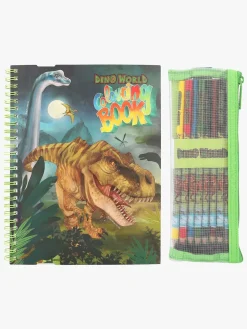 Kreativt Legetøj|DinoWorld Dino World Malebog med Farveblyanter