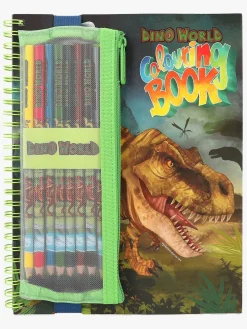 Kreativt Legetøj|DinoWorld Dino World Malebog med Farveblyanter