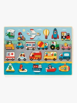 Spil & Puslespil|Djeco Træpuslespil Vroom 22 Brikker Rød/Blå/Orange