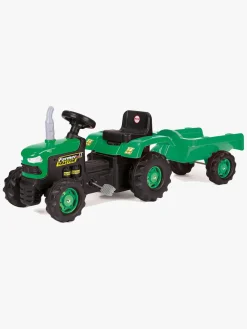Pedal- & Gåbiler|DOLU Pedaltraktor m. Anhænger, Grøn