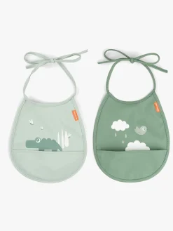 Spisetid|DoneByDeer Done By Deer Croco Tiny Pocket Hagesmæk 2-Pak, Green Grøn